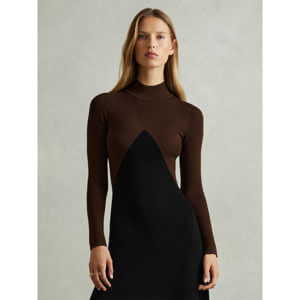 REISS HOPE Colourblock Ribbed Midi Dress